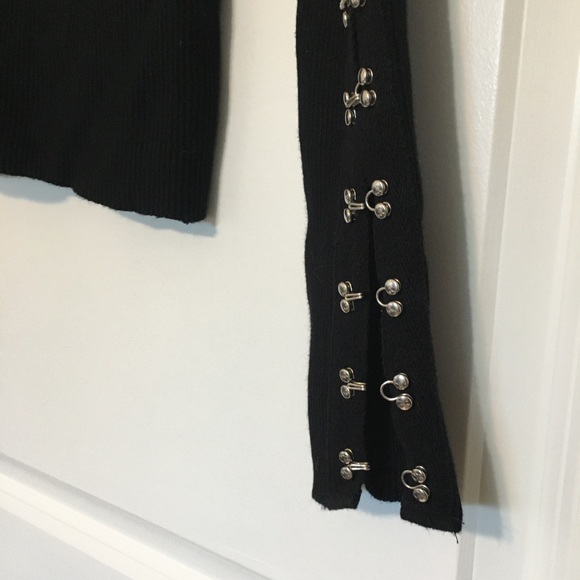 ZARA Sweater | Women's Black with Silver Hook and Eye Sleeve detail Size M - Picture 4 of 9